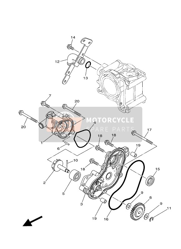 Yamaha MW125A 2015 Waterpomp voor een 2015 Yamaha MW125A